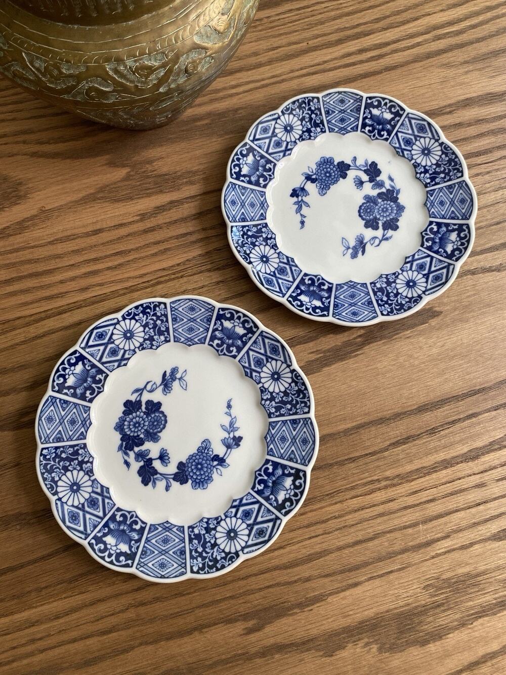 Vintage Lipper & Mann Blue Imari Pattern Salad Plates Set Of 2 Salad Plates